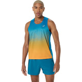 ASICS Tank Top Road Fade Running Hombre - Aegean Blue/Yamabuki
