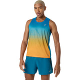 ASICS Tank Top Road Fade Running Hombre - Aegean Blue/Yamabuki