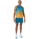 ASICS Tank Top Road Fade Running Hombre - Aegean Blue/Yamabuki