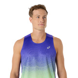 ASICS Tank Top Road Fade Running Hombre - Cobalt Burst/Illuminate Green