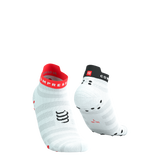 Compressport Pro Racing Socks v4.0 Ultralight Run Low - White/Fluo Red/Black