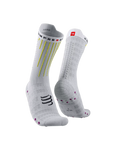 Compressport Aero Socks - White Safe Yellow Neo Pink