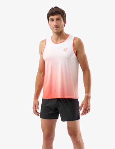 Compressport Performance Singlet HOMBRE - Fluo Red/White