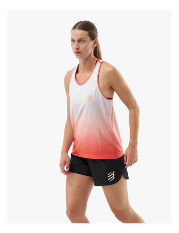 Compressport Performance Singlet MUJER - Fluo Red/White