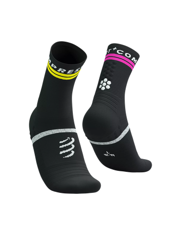 Compressport Pro Marathon Socks V2.0 - Black/Safe Yellow/Neo Pink