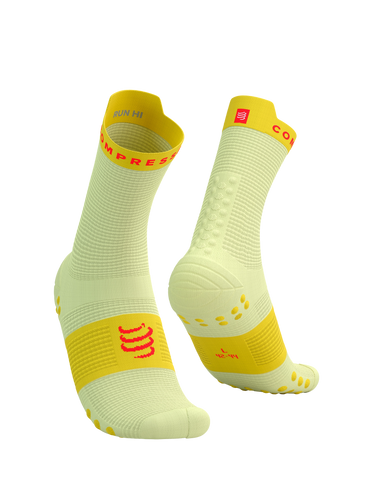 Compressport Pro Racing Socks V4.0 Run High - Elf Yellow/Fluo Red