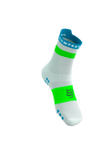 Compressport Pro Racing Socks V4.0 Run High - White/Norse Blue/Neon Green