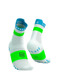 Compressport Pro Racing Socks V4.0 Run High - White/Norse Blue/Neon Green