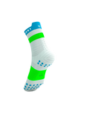 Compressport Pro Racing Socks V4.0 Run High - White/Norse Blue/Neon Green