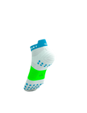 Compressport Pro Racing Socks V4.0 Run Low -  White/Norse Blue/Neon Green