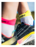 Compressport Pro Racing Socks V4.0 Run Low White/Safe Yellow/Neo Pink
