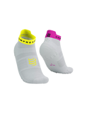 Compressport Pro Racing Socks V4.0 Run Low White/Safe Yellow/Neo Pink