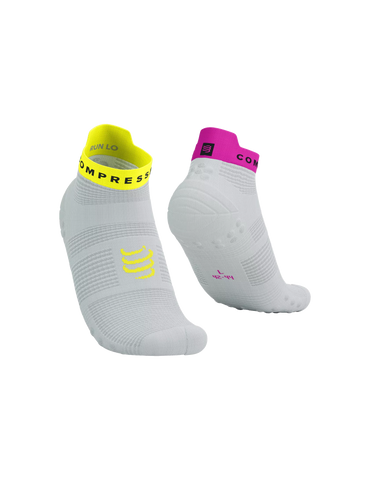 Compressport Pro Racing Socks V4.0 Run Low White/Safe Yellow/Neo Pink