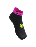 Compressport Pro Racing Socks v4.0 Ultralight Run Low - Black/Safe Yellow/Neo Pink
