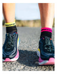 Compressport Pro Racing Socks v4.0 Ultralight Run Low - Black/Safe Yellow/Neo Pink