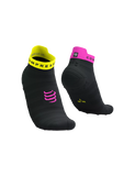 Compressport Pro Racing Socks v4.0 Ultralight Run Low - Black/Safe Yellow/Neo Pink