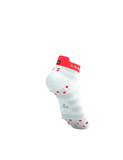 Compressport Pro Racing Socks v4.0 Ultralight Run Low - White/Fluo Red/Black