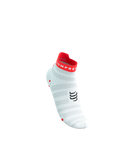Compressport Pro Racing Socks v4.0 Ultralight Run Low - White/Fluo Red/Black