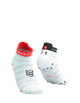 Compressport Pro Racing Socks v4.0 Ultralight Run Low - White/Fluo Red/Black