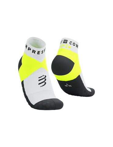 Compressport Ultra Trail Low Socks White/Safe Yellow